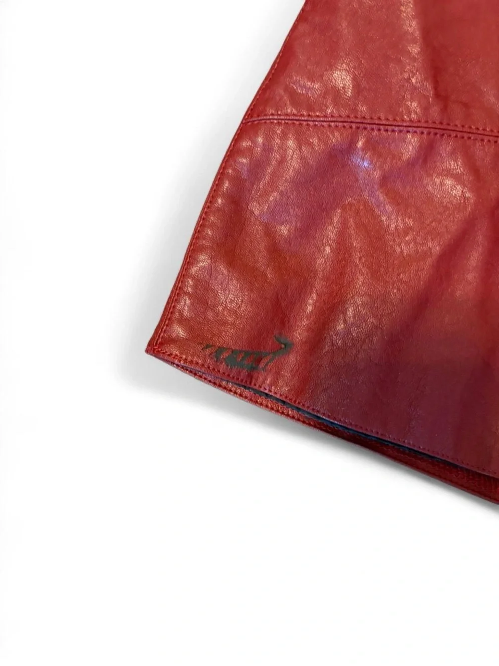 Lulus Women’s Red Faux Leather Mini Skirt, Size XS